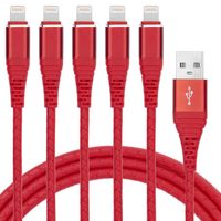 iPhone Charger 6ft,SMALLElectric Lightning Cable 6 foot 5pack iPhone Cable 6ft iphone Cord 6 feet Compatible with iPhone X/8/8 Plus/7/7 Plus/6/6s Plus/5s/5(Red)