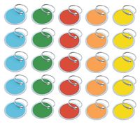 Lucky Line Round Paper Tag 1-1/4" with Metal Rim and Split Ring, 25 Count, Assorted Colors (28529)