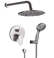 Shower System, Wall Mounted Shower Faucet Set for Bathroom with High Pressure 8" Rain Shower head and 3-Setting Handheld Shower Head, Brushed Nickel （Rough in Pressure Balance Valve Included)