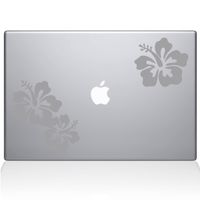 The Decal Guru Hibiscus Decal Vinyl Sticker, 13" MacBook Air, Silver (1456-MAC-13A-S)