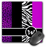 3dRose LLC 8 x 8 x 0.25 Inches Mouse Pad, Elegant Animal Print Monogram, Purple W (mp_35606_1)