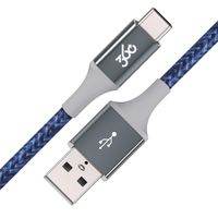 360 Electrical 360654-NV Habitat 4ft Premium Braided Charging Cable with USB-C to USB-A Connectors - Authentic Collection-Navy