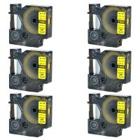 SuperInk 6PK Replacement Industrial Rhino Heat Shrink Tubes Compatible for Dymo 18054 Black on Yellow Cable Label Tape (9mmx1.5m,3/8''x5ft) use in DYMO Rhino 1000 3000 4200 5000 5200 6000 Label Maker