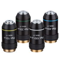 AmScope Pax-B Plan Objective Lens Set 10X 20X 40X 100X with Black Finish
