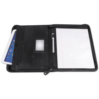 UNV32665 - Leather Textured Zippered PadFolio with Tablet Pocket