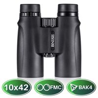 BNISE 10x42 High Powered Magnification Binoculars for Adults Compact, Bright and Clear View for Hunting, Bird Watching, Sports and Wildlife. Comes with Case, Lens Caps, Strap and Warranty-Black