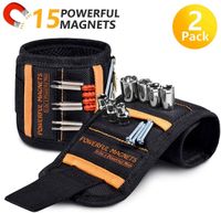 Tools For Men Magnetic Wristband, 15 Upgrade Super Strong Magnets, Best Dad Gift, 2 Pack Unique Gifts For Men, Magnetic Gadget for Man Gifts, Wrist Tool Holder for Holding Screws, Nails, Drill Bits.