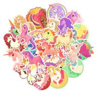 Linzze Stickers 30-Pcs Pack Waterproof Vinyl Vintage Bumper Decals Perfect for Laptop Computer Car Skateboard Water Bottle Travel Case Guitar Luggage Motorbikes (Unicorn)