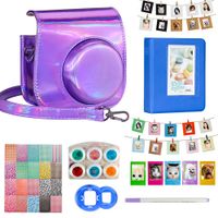 Blummy Instant Camera Accessories Bundles Set for Fujifilm Instax Mini 8/Mini 8+/Mini 9 Including Camera Case/Book Album/Selfie Len/Wall Hanging Frames/Stickers/Pen (Purple Laser)