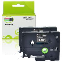 NineLeaf 2PK White on Black 6mm 0.24'' Label Tape Compatible for Brother TZ-315 TZe-315 TZe315 P-Touch PT-H100 Label Maker