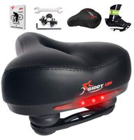 Giddy Up! Bike Seat - Most Comfortable Memory Foam Waterproof Bike Saddle, Universal Fit, Shock Absorbing Including Mounting Wrench - Allen Key - Reflective Band and Waterproof Protection Cover