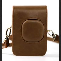 HelloHelio Retro Groove Case Compatible for Fujifilm Instax Mini Liplay Hybrid Instant Camera and Printer, Vintage Bag with Removable/Adjustable Shoulder Strap (Brown)