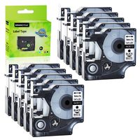 GREENCYCLE Compatible for DYMO D1 43613 Label Tape 1/4" 6mm x 23ft use in LabelManager 210D 220P 260P 360D 400 420P 450D 500TS LabelWriter 450 400 Duo LabelPoint 250 300 350 (Black on White, 10 Pack)
