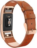 SWEES Bands Compatible for Fitbit Charge 2 Leather Small (5.6" - 7.5"), Genuine Leather Replacement Wristband Metal Connectors Women, Black, Beige, Brown, Grey, Rose Gold, Blue
