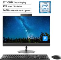 2019 Lenovo IdeaCentre 520 27" Touch Display QHD(2560x1440) AIO Desktop Computer, Intel Hexa-Core i5-8400T, 24GB Memory:16GB Intel Optane + 8GB RAM, 1TB Hard Drive, DVDRW, Wireless-AC,HDMI, Windows 10