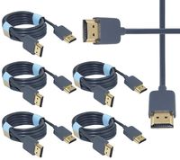 5 Pack High Speed HDMI Male to Male Cable 4.5 Feet - Grey