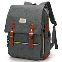 Modoker Upgraded Vintage Laptop Backpack for Women Men,School College Backpack with USB Charging Port Fashion Backpack Computer Bag Fits 15 inch Notebook (Grey-Function Update)