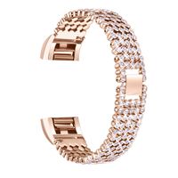 bayite Metal Bands Compatible with Fitbit Charge 2, Replacement Bracelet Adjustable Women Rhinestone, Rose Gold