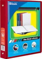 BAZIC 1.5" Red 3-Ring View Binder w/2-Pockets, Case of 12(4143-12)