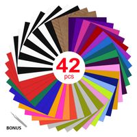 HTV Heat Transfer Vinyl Bundle : 42 Pack 12" x 10" Sheets Iron on Vinyl，27 Assorted Colors Heat Transfer Vinyl for DIY Iron on Fabrics T-Shirts Heat Press Machine or Silhouette Cameo