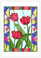 NW Pitney Ink Stained Glass Tulips Blank Greeting Card, 5 x 7 Inches (1043BLK)