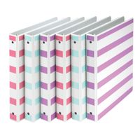 Samsill MP20119 Fashion Design 3 Ring Binder, Stripes, 1 Inch Round Rings, Assorted Colors (Purple, Pink, Turquoise), Bulk Binders - 6 Pack
