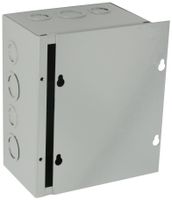 BUD Industries JB-3956-KO Steel NEMA 1 Sheet Metal Junction Box with Knockout and Lift-Off Screw Cover, 6" Width x 8" Height x 4" Depth, Gray Finish