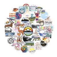 Outdoor Travel Adventure Stickers Decals Waterproof for Kids Water Bottles Luggage Laptop Cars Scrapbooking 50pcs