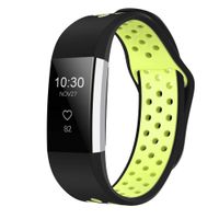 iGK Silicone Replacement Bands Compatible for Fitbit Charge 2, Adjustable Breathable Sport Strap Smartwatch Fitness Wristband with Air Holes Black Yellow Small