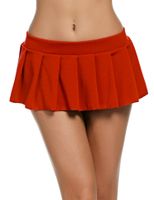 Avidlove Women Sexy Role Play Pleated Mini Skirt Ruffle Lingerie for Schoolgirl Red