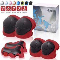 CrzKo Kids Protective Gear, Knee Pads and Elbow Pads 6 in 1 Set with Wrist Guard and Adjustable Strap for Rollerblading Skateboard Cycling Skating Bike Scooter