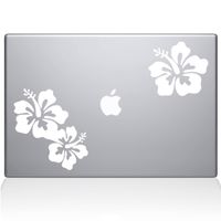 The Decal Guru Hibiscus Decal Vinyl Sticker, 15" MacBook Pro (2015 & Older Models), White (1456-MAC-15P-W)