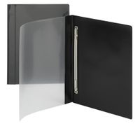 Smead Clear Front Poly Report Cover, Metal Prong Side Fastener with Compressor, 1/2" Capacity, Letter Size, Black, 10 per Pack (87410)