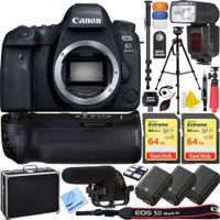 Canon EOS 6D Mark II 26.2MP Full-Frame Digital SLR Camera (Body Only) Pro Memory Triple Battery & Grip SLR Video Recording Bundle - Newly Released 2018 Beach Camera