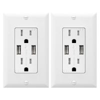 TOPGREENER 3.1A USB Outlet, USB Wall Outlet, 15A TR Receptacle, for iPhone XS/MAX/XR/X/8/7/6s/Plus, iPad, LG, HTC and more, Compatible Samsung Galaxy S9/S8/S7/S6, Note9/8/7 and more, 2-Pack, White