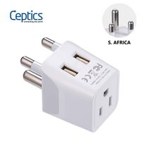 South Africa, Botswana Travel Adapter Plug by Ceptics With Dual USB + USA Input - Type M - Ultra Compact - Safe Grounded Perfect for Cell Phones, Laptops, Camera Chargers and More (CTU-10L)