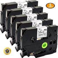 Neouza Compatible with Brother TZe231 TZ231 5Pack Ptouch TZ TZe TZ-231 TZe-231 Label Tape Black on White 12mm(0.47 Inch) x 8m (26.2ft)
