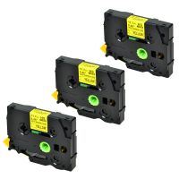 SuperInk 3 Pack Compatible for Brother HSe-631 HSe631 HS-631 HS631 Black on Yellow Heat Shrink Tube Label Tape use in PT-D210 D200 D400 D450 D600 H300 P700 P900 Printer (0.46''x 4.92ft,11.7mm x 1.5m)