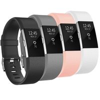 Tobfit Sport Silicone Bands Compatible for Fitbit Charge 2 Classic & Special Edition, 4 Pack, White/Black/Grey/Blush Pink, Large Color: White/Black/Grey/Blush Pink