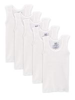 Fruit of the Loom Boys' Cotton Tank Top Undershirt (Multipack),White,4T/5T (Pack of 5)