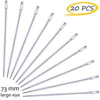Set of 20 Long Needles (73 mm / 2.9 inch) with Large Eye, Good for Sewing, Leather Works, Yarn etc.