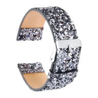 KuToo Replacement for Fitbit Blaze Band Large Small, Leather Flash Glitter Bling Band Wristband Strap Replacement Band for Fitbit Blaze Smart Watch Tracker (3D Glitter Dark Grey)