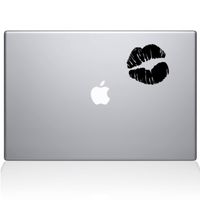 The Decal Guru Kissy Lips MacBook Decal Vinyl Sticker - 12" MacBook - Black (1114-MAC-12M-BLA)