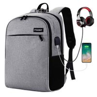 Slim Laptop Backpack, Business Travel Backpack with USB Charging Port Fits for 15.6 inch Laptop & Notebook (Grey w/Lock)