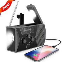 Emergency Solar Hand Crank Portable Radio,AM/FM NOAA Weather Radio for Household and Outdoor Survival with LED Flashlight, 2000mAh Power Bank USB Charger, Reading Lamp,SOS Alarm(Gray)