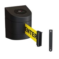 Fixed Wall Mount Retractable Belt Barrier with ABS Case-CCW Series WMB-220 (15 Foot, Caution Do Not Enter Belt with Black ABS Case)