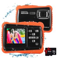 Kids Waterproof Camera, Underwater Digital Camera 12MP HD Camcorder for Kids Boys Girls Age 4-10 with 2.0 Inch LCD Display 8X Digital Zoom and 16G Memory Card (Red)