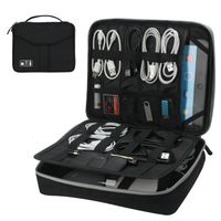 Electronics Organizer, Vivefox Double Layer Travel Bag Accessories Cable Organizer for Cords, USB Cable, SD Cards, Hard Drive, Power Bank, E-Book Kindle, iPad and More (Medium, Black)