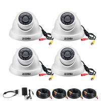 ZOSI 4 Pack 1080p Dome Security Camera Kit (Hybrid 4-in-1 HD-CVI/TVI/AHD/960H Analog CVBS),2.0MP (1920TVL) Day Night Weatherproof Surveillance CCTV Camera Outdoor Indoor, Night Vision Up to 65FT(20M)