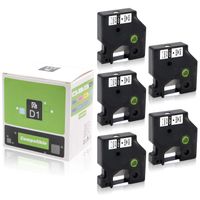 Pristar 9mm 3/8' x 23' (7m) Compatible DYMO Standard D1 40913 S0720680 Black on White D1 Label Tape, 5-Pack, for Label Maker LabelManager 160 210 280 260P 360D 420P PNP LabelWriter 450 Duo Turbo